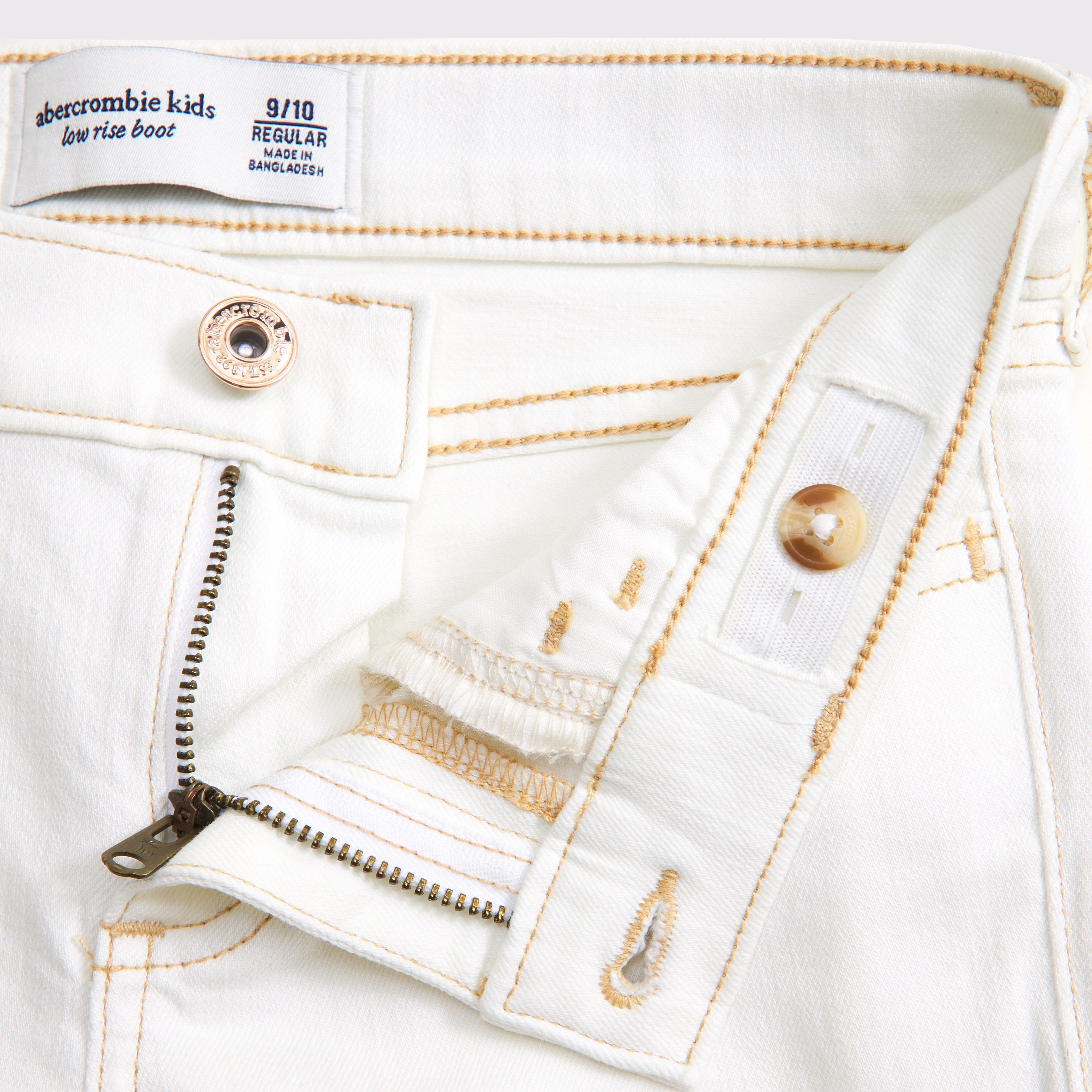 Abercrombie & Fitch Low Rise Bootcut Jeans In White
