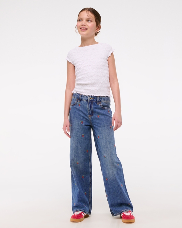 high rise ultra wide leg jeans, Medium Wash view 1