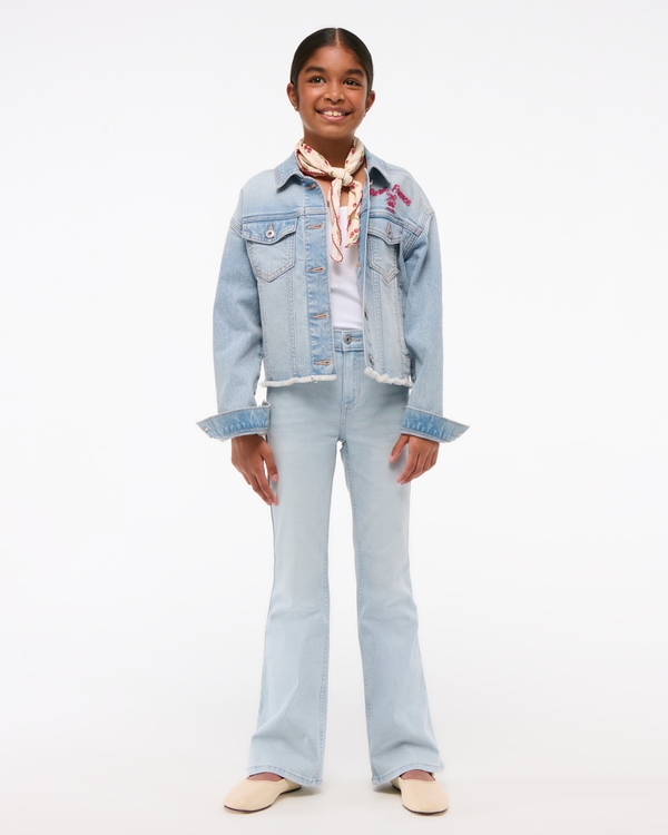 high rise flare jeans, Light Wash view 1