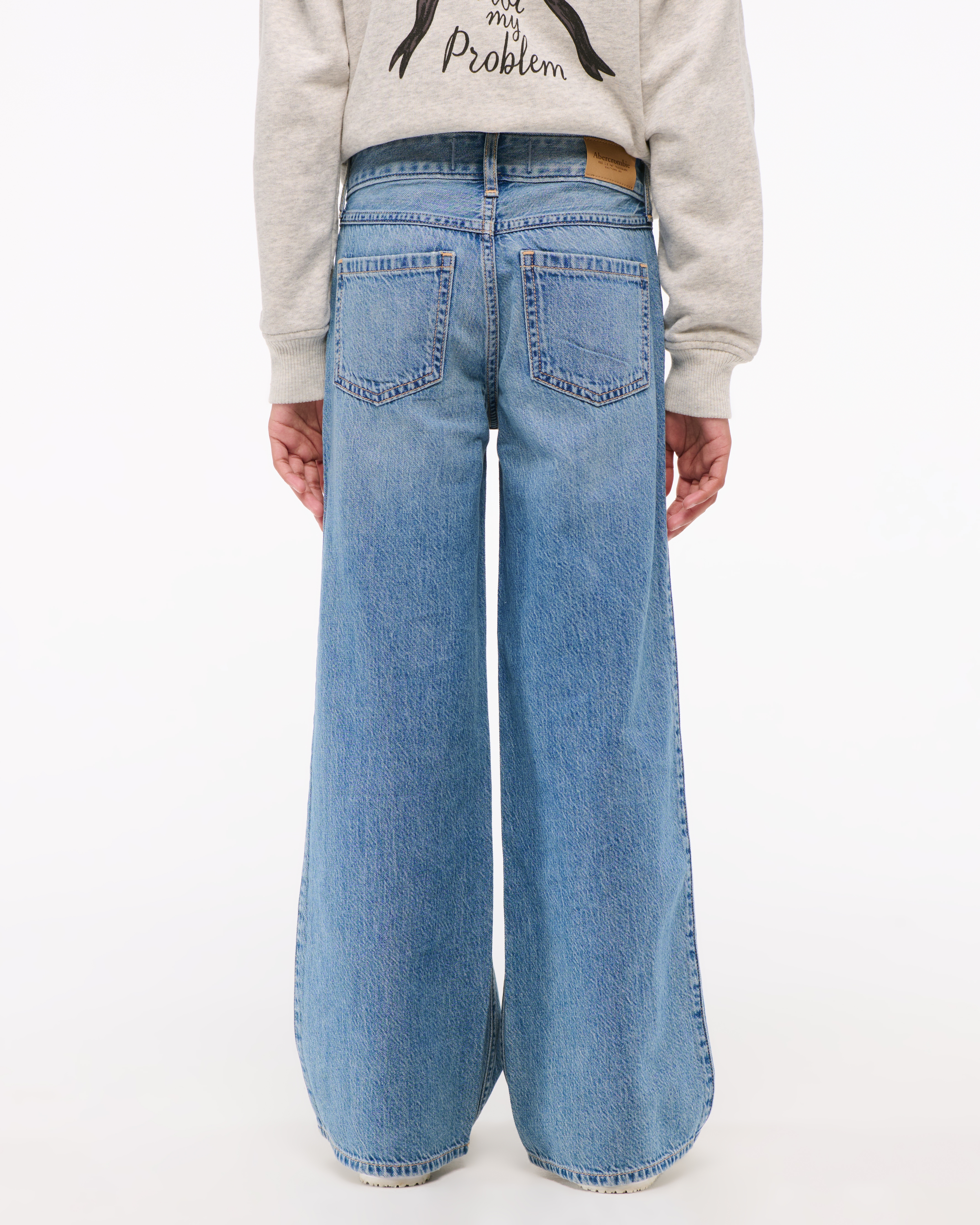 girls high rise ultra wide leg jeans | girls bottoms