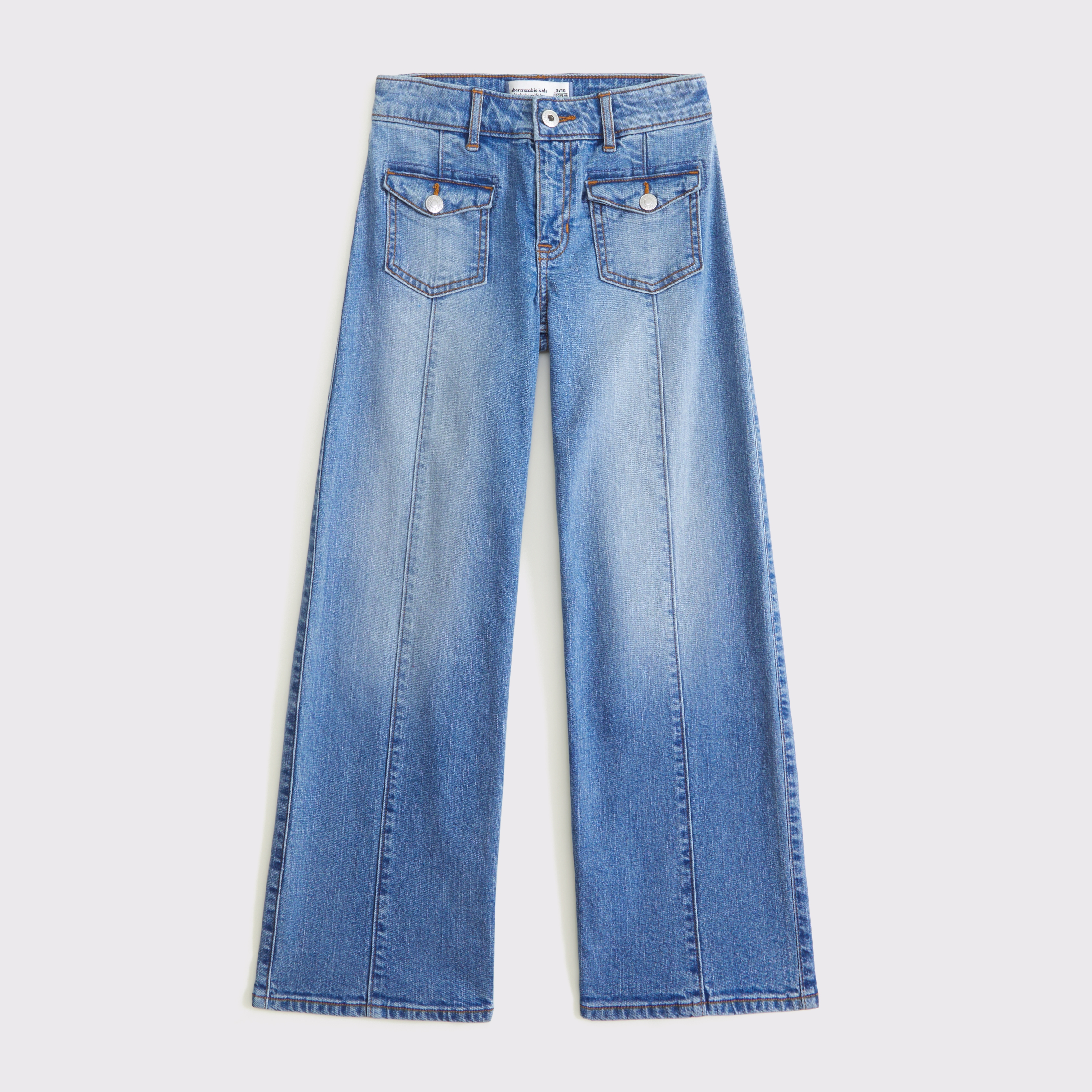 Abercrombie & Fitch Kids' High Rise Wide Leg Jeans In Blue