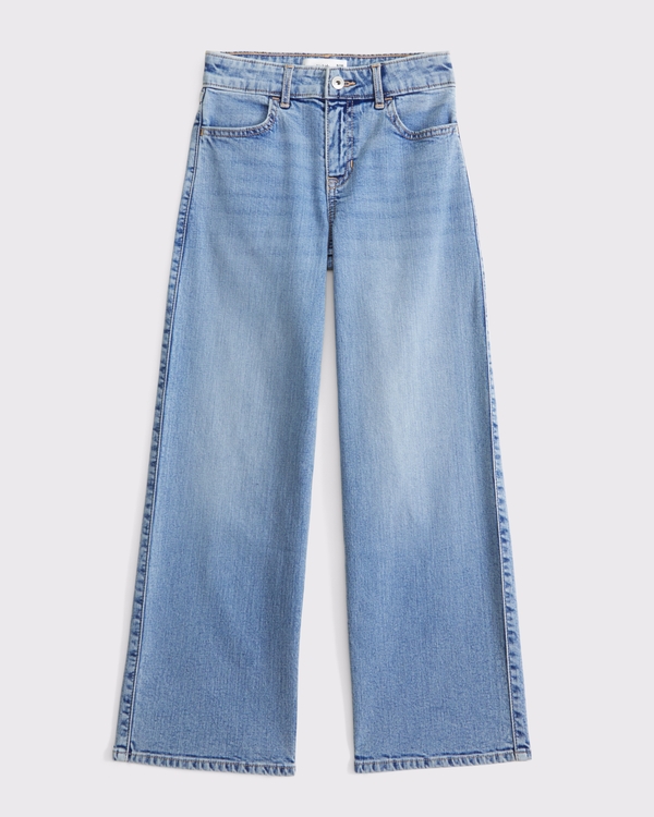 high rise wide leg jeans, Light Wash view 2