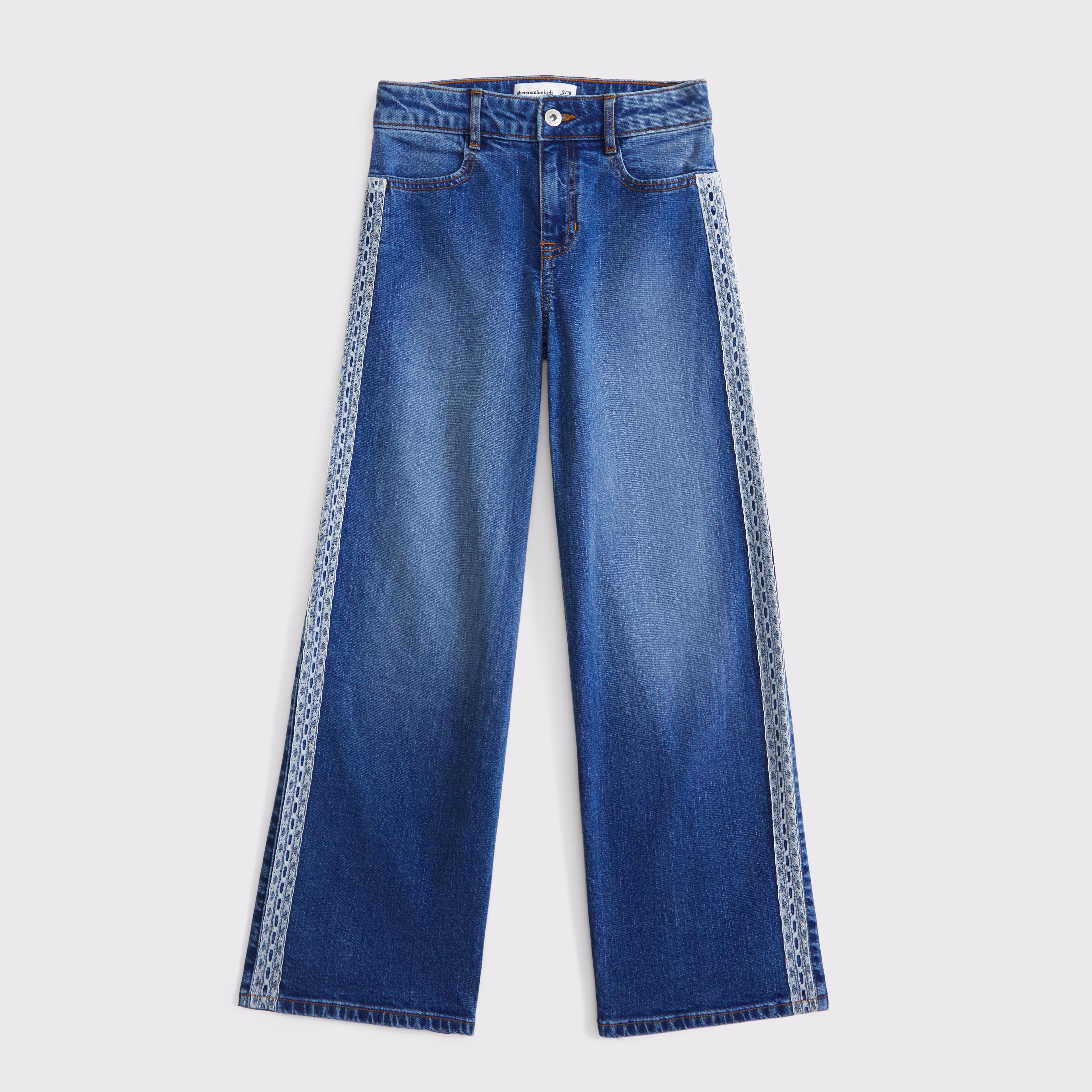 Abercrombie & Fitch Kids' High Rise Wide Leg Jeans In Blue