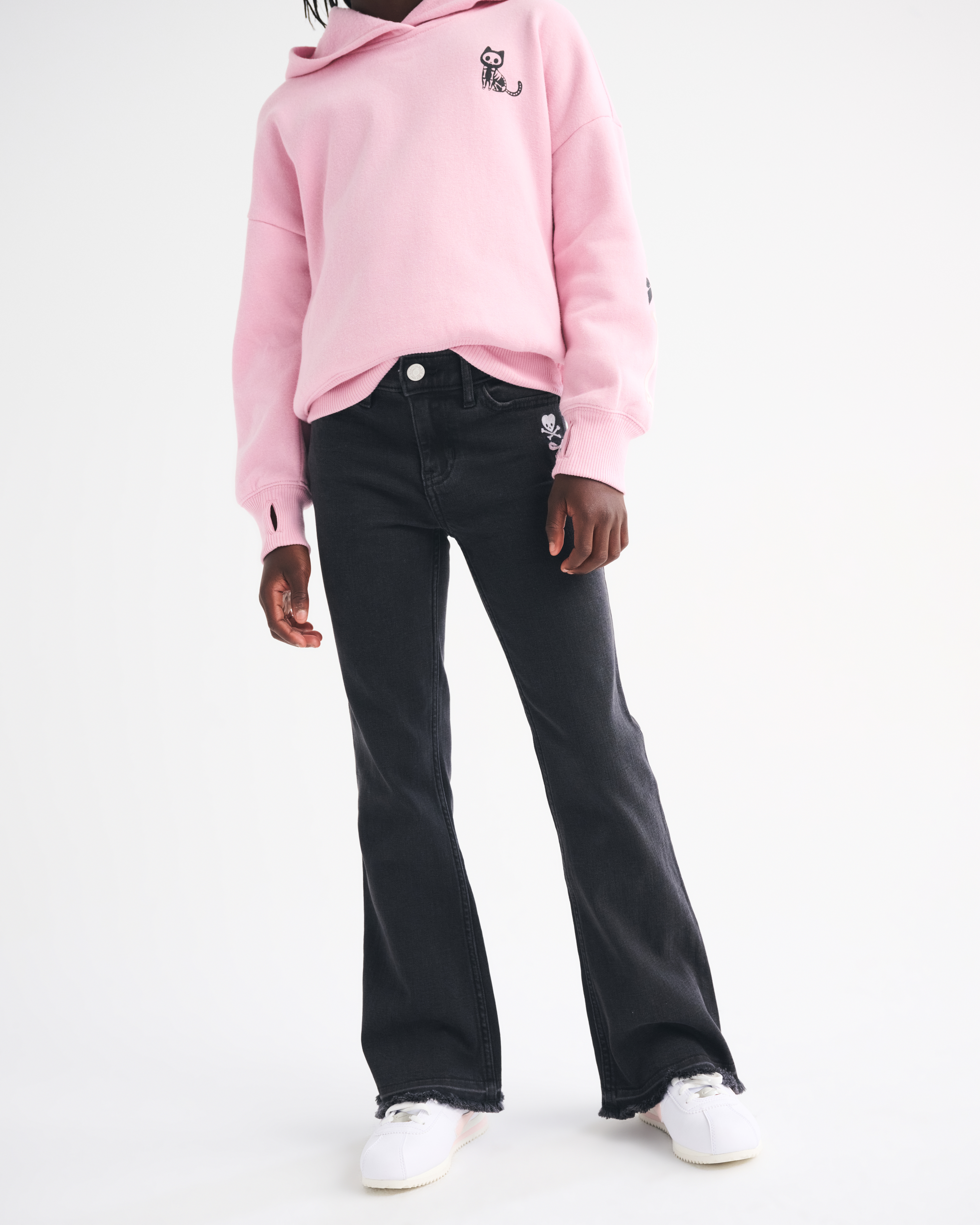 Abercrombie & Fitch Kids' High Rise Flare Jeans In Black