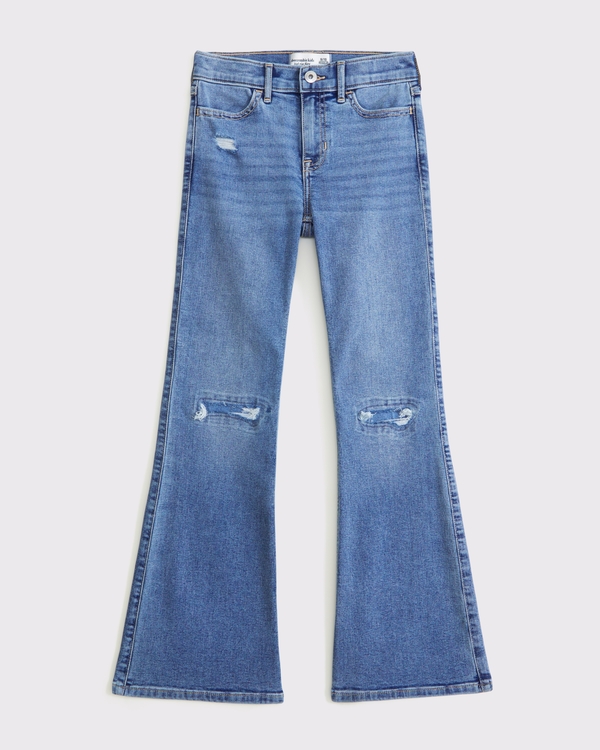 high rise flare jeans, Medium Wash view 1