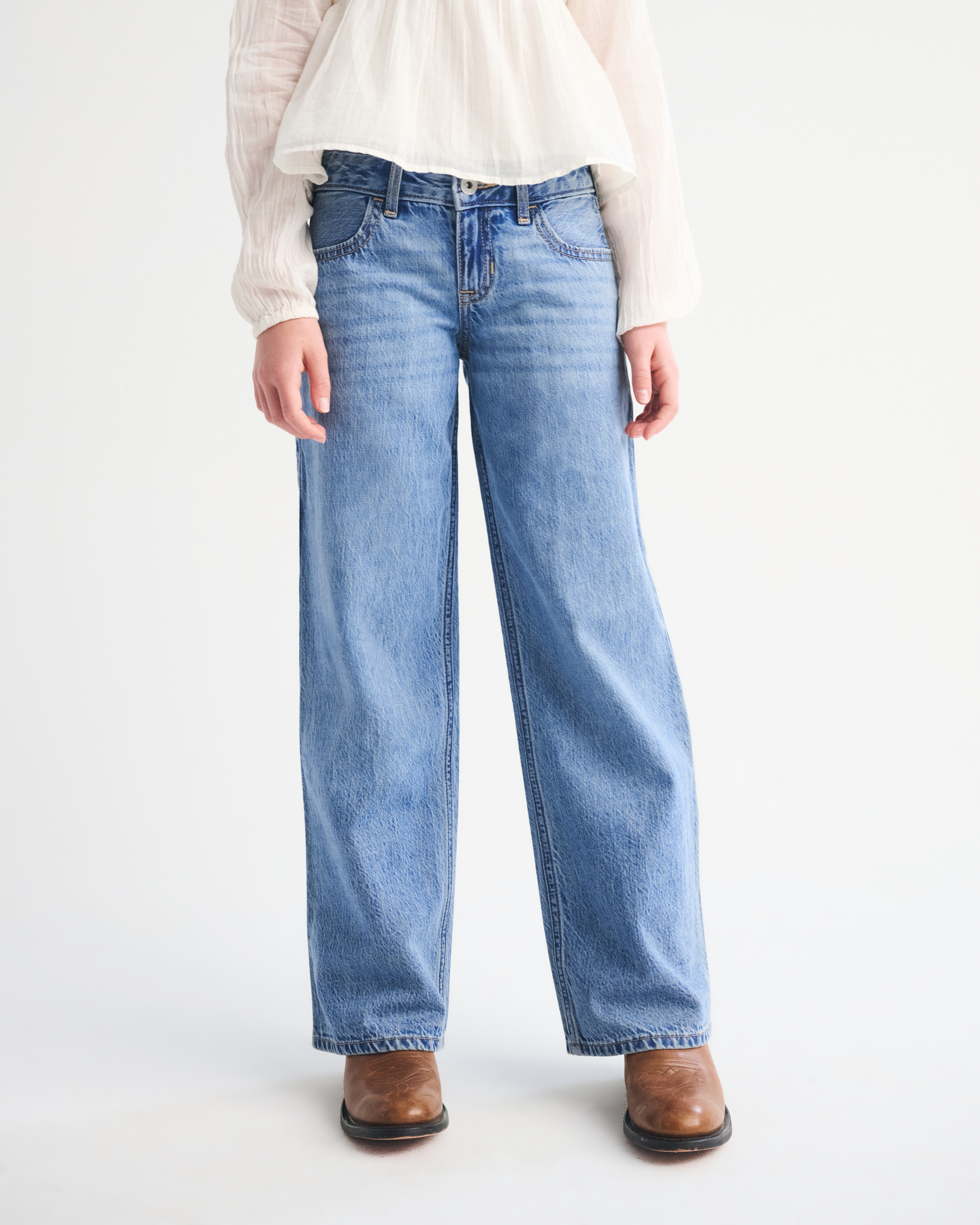 Abercrombie & Fitch Low Rise Baggy Jeans In Blue