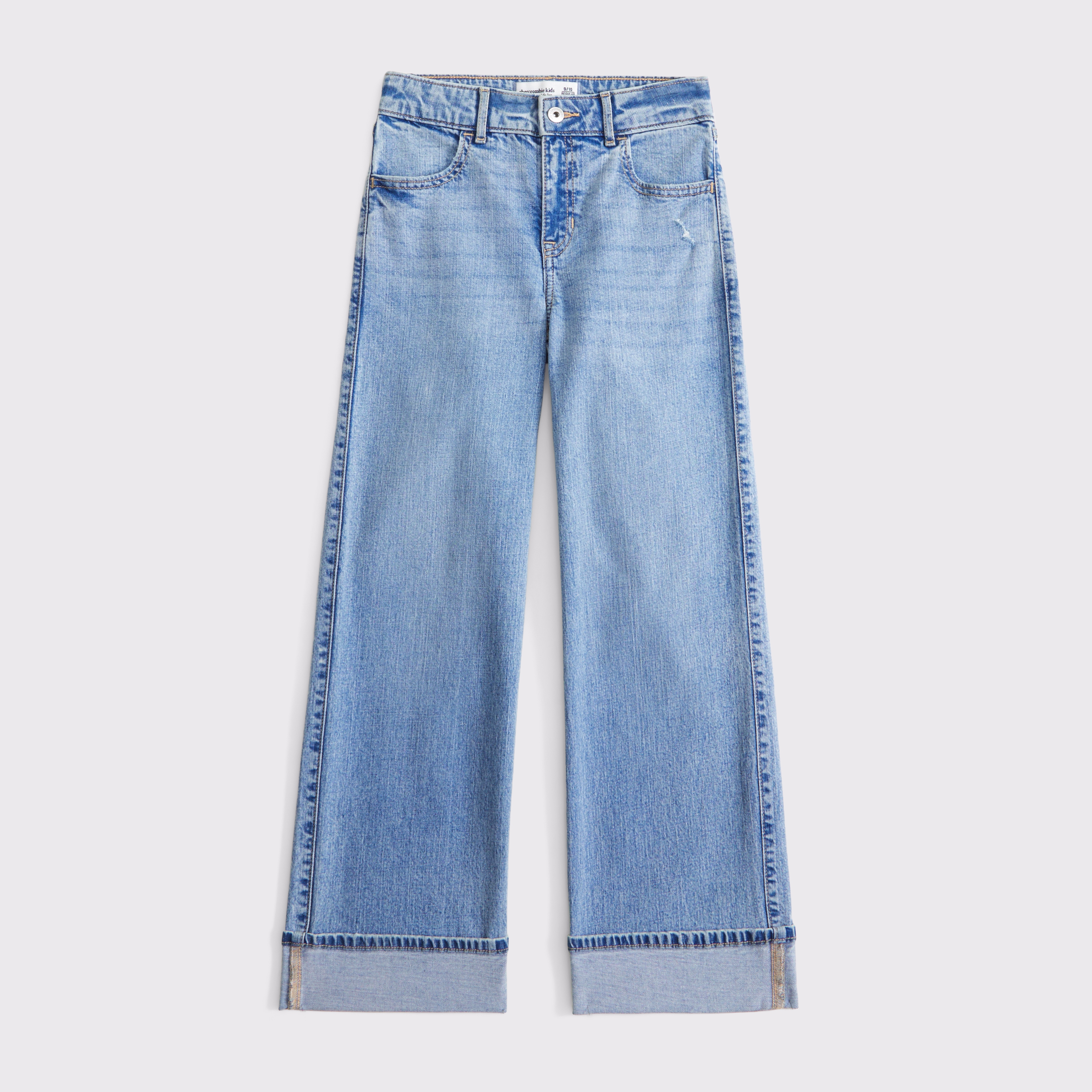 Abercrombie & Fitch Kids' High Rise Wide Leg Jeans In Blue