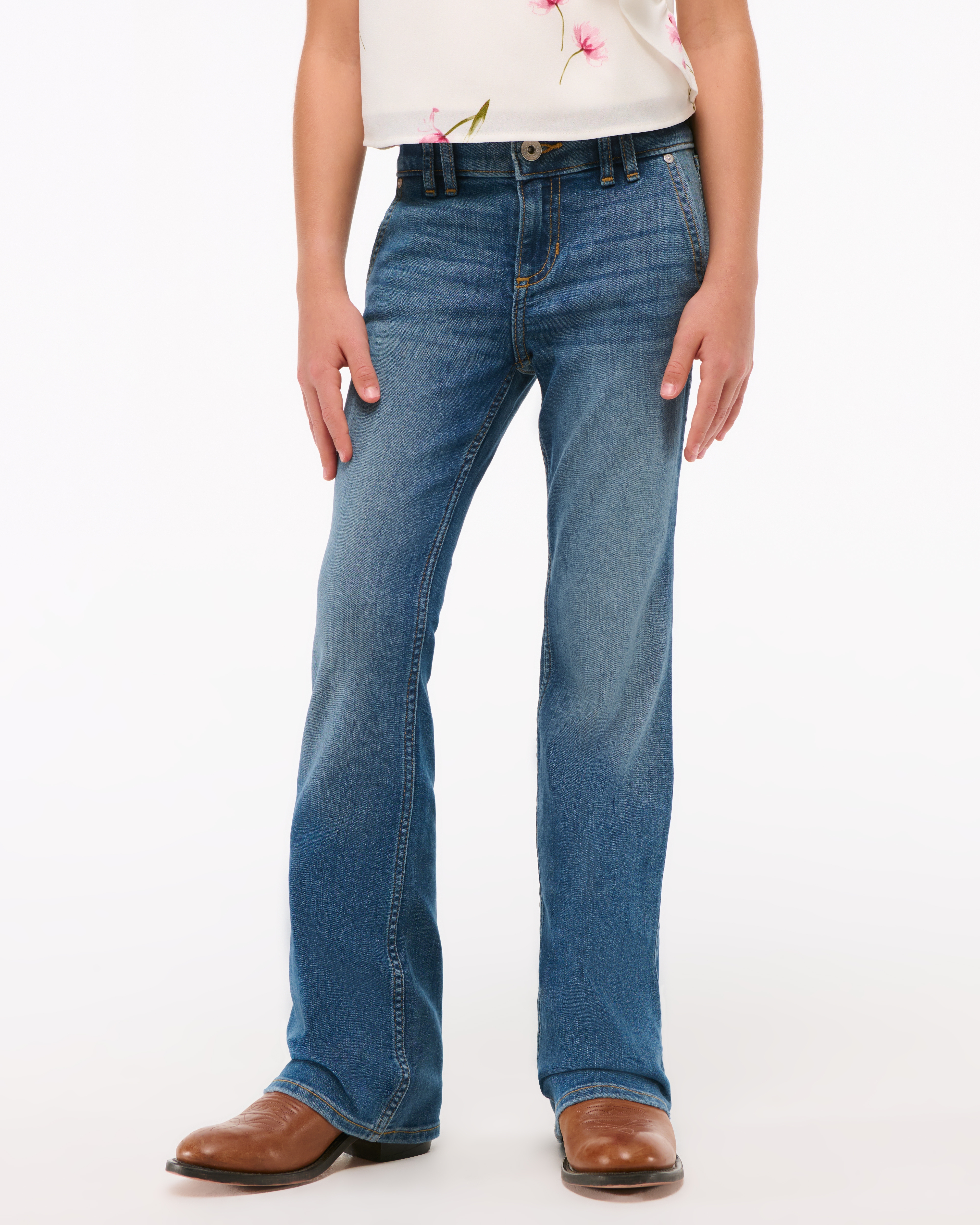 Abercrombie & Fitch Kids' Low Rise Bootcut Jeans In Blue