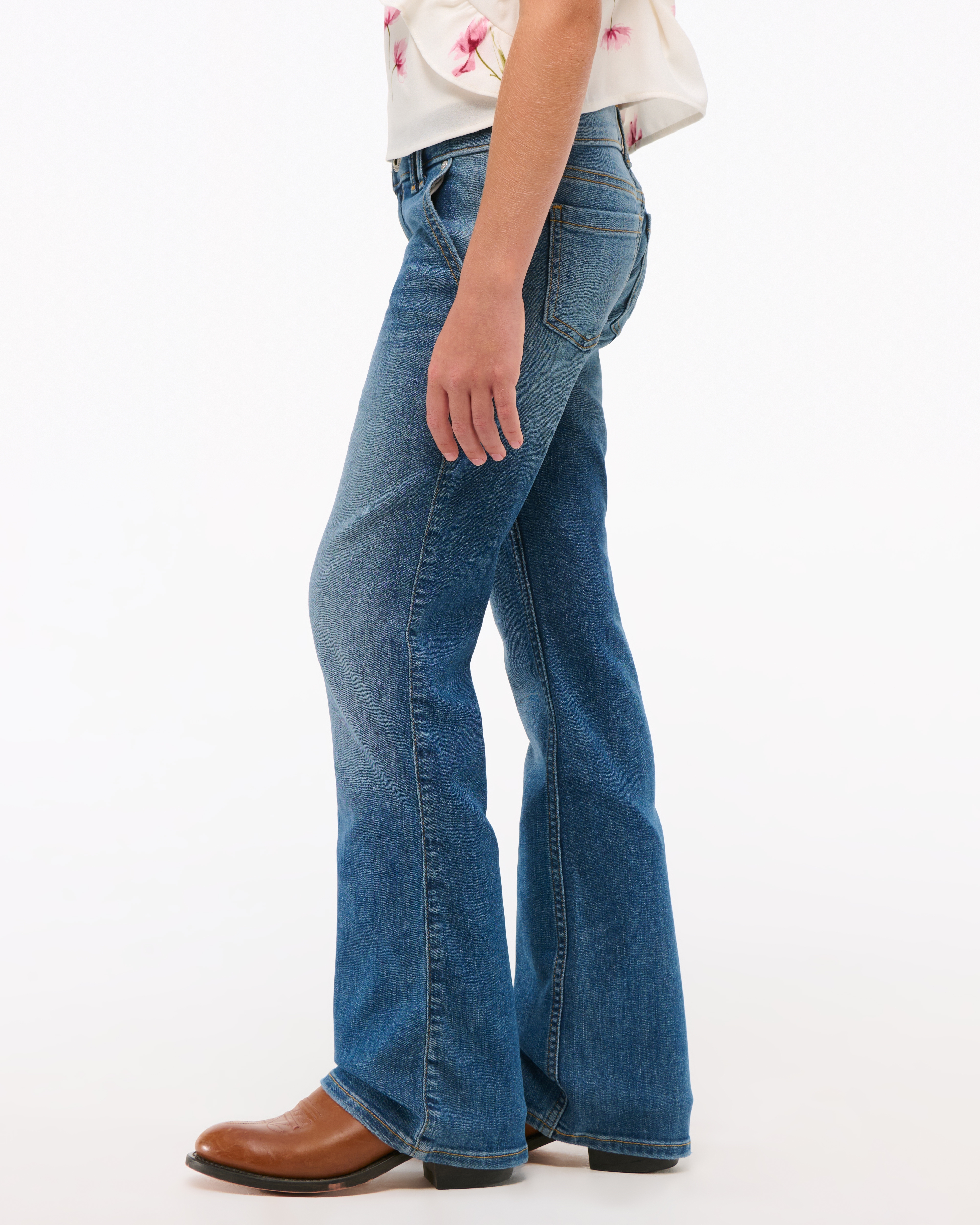 Abercrombie & Fitch Low Rise Bootcut Jeans In Blue