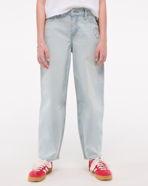 high rise barrel jeans