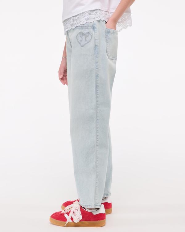 high rise barrel jeans