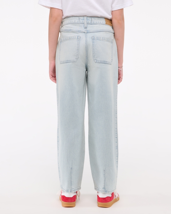 high rise barrel jeans