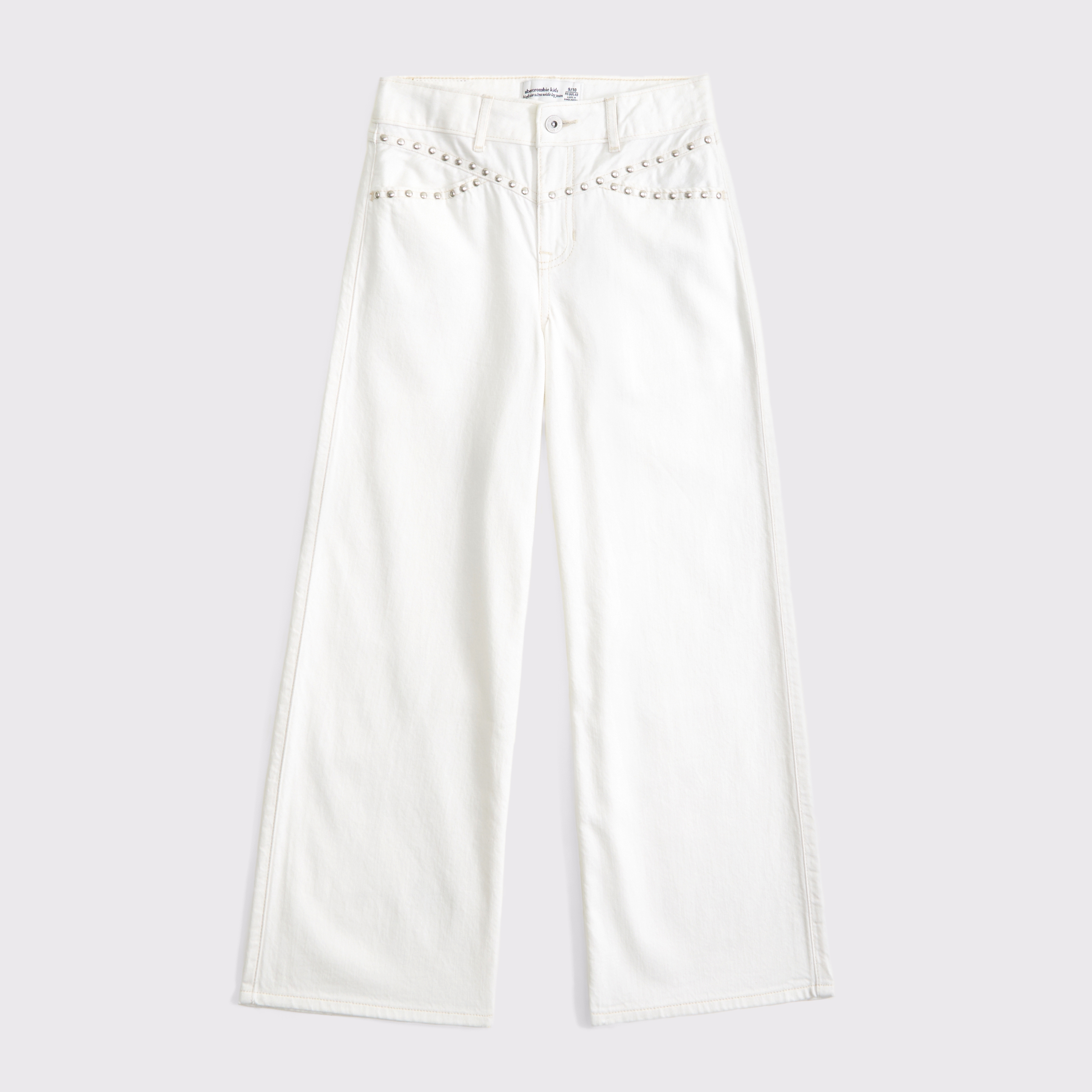 Abercrombie & Fitch Kids' High Rise Ultra Wide Leg Jeans In White