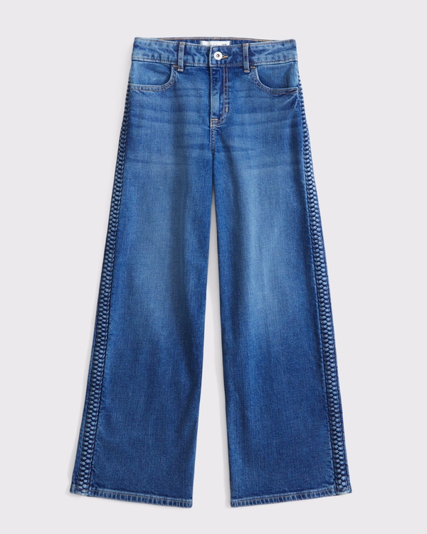 high rise wide leg jeans, Medium Wash view 1