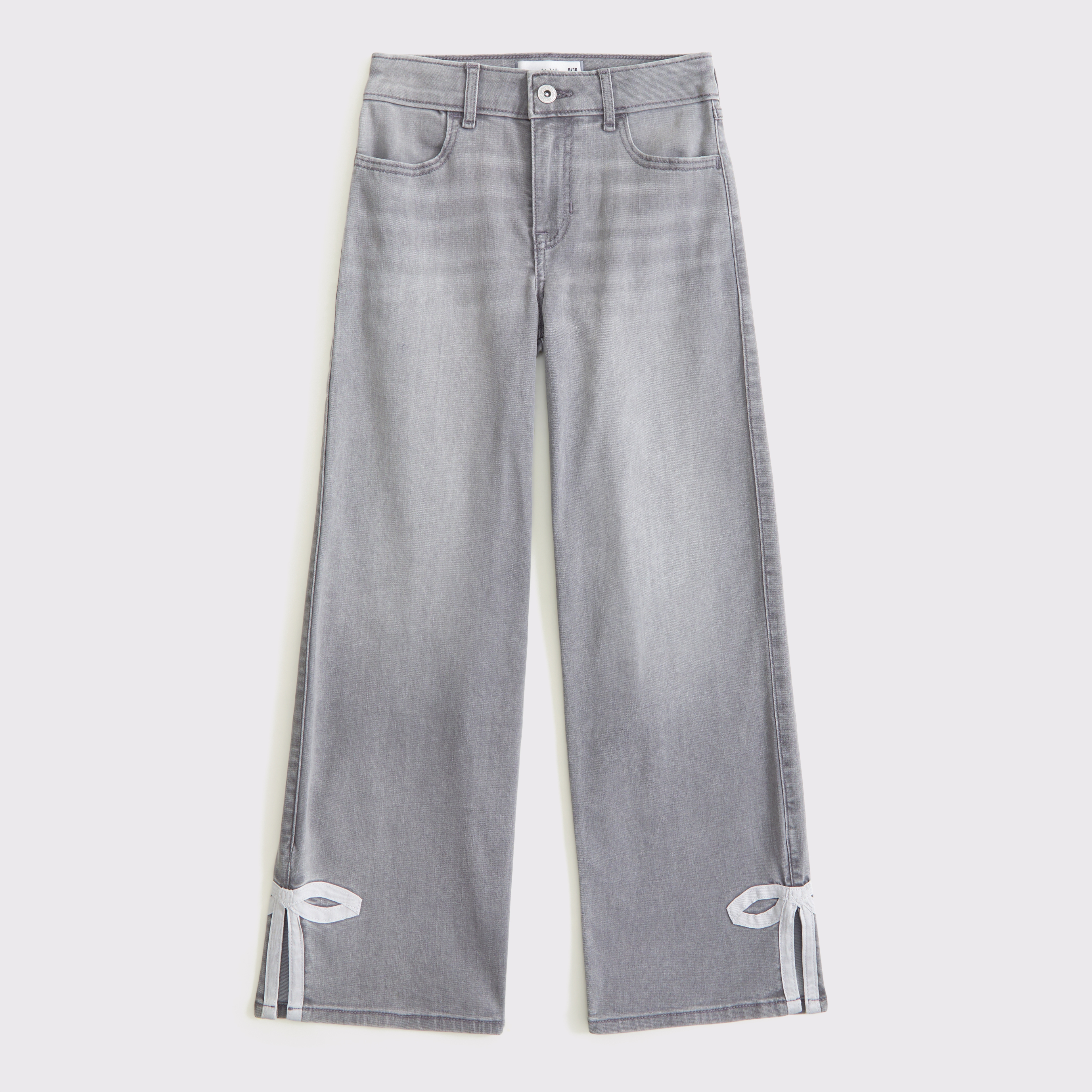 Abercrombie & Fitch Kids' High Rise Wide Leg Jeans In Gray