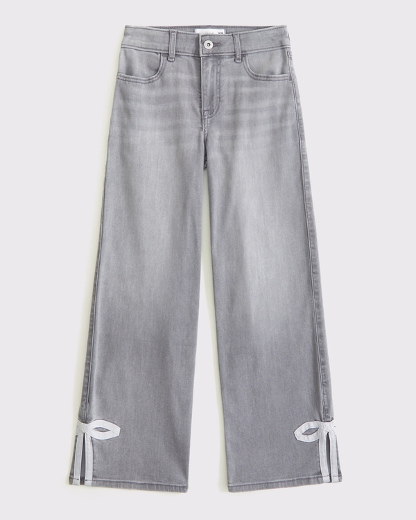 high rise wide leg jeans, Gray view 1