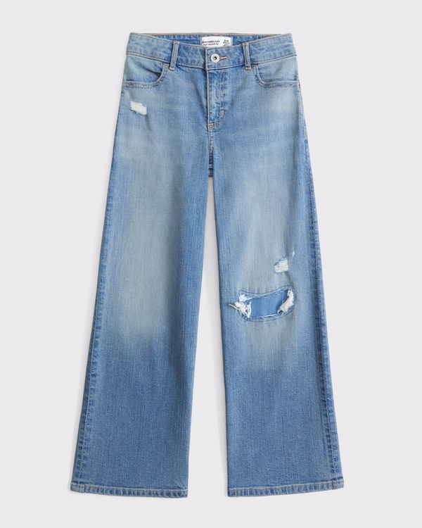 high rise wide leg jeans, Light Wash view 1