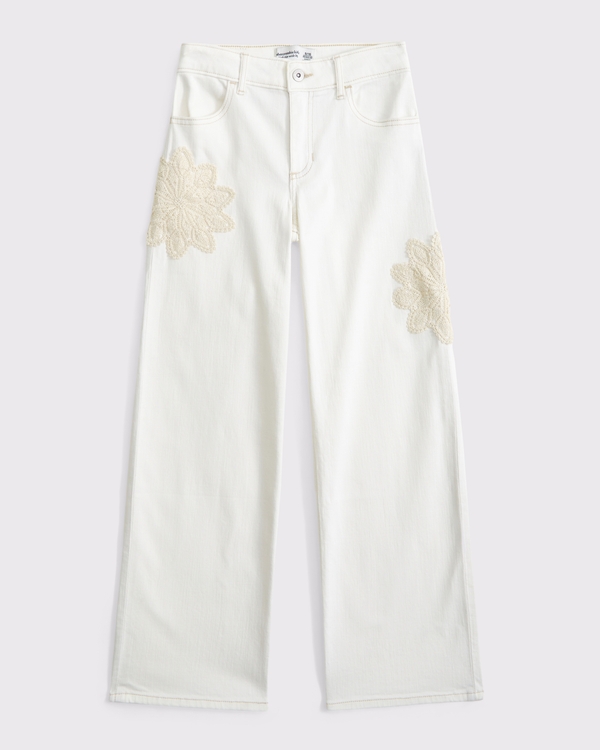high rise wide leg jeans, White view 2