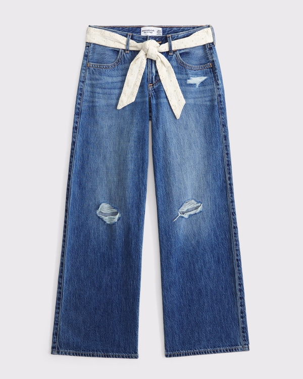 lightweight low rise baggy jeans, Medium Wash view 2