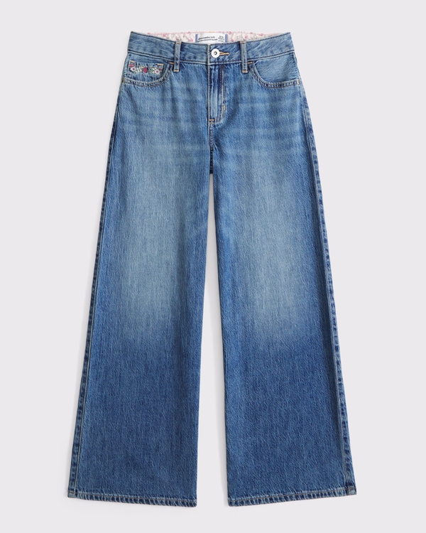 high rise wide leg jeans, Medium Wash view 1
