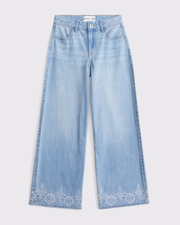 high rise ultra wide leg jeans, Light Wash view 1