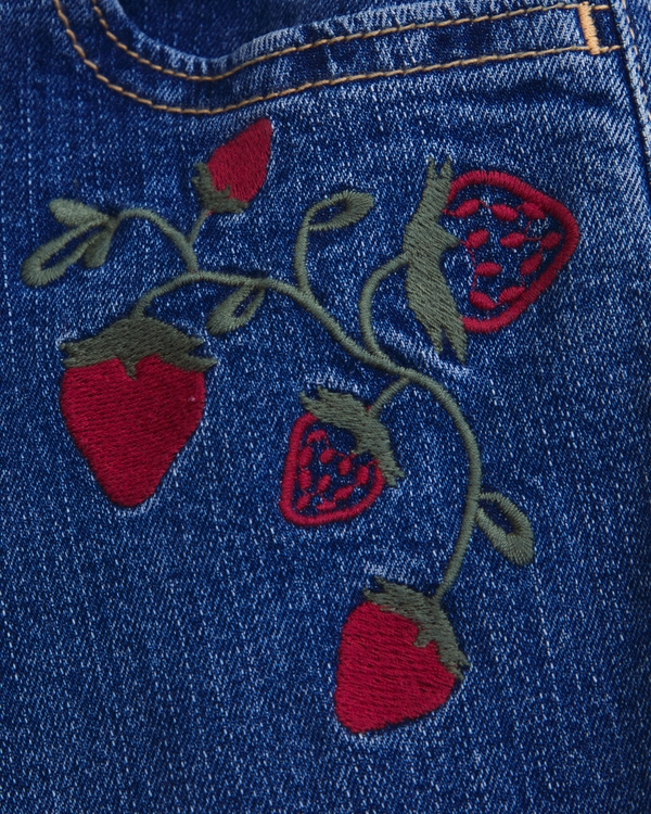 embroidered high rise wide leg jeans, Medium Wash view 2