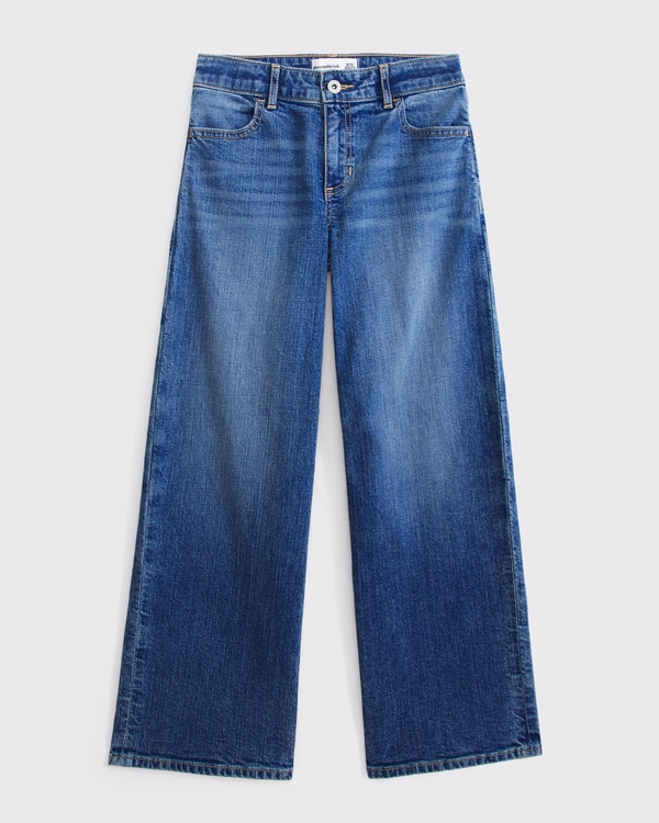 high rise wide leg jeans, Medium Wash view 1