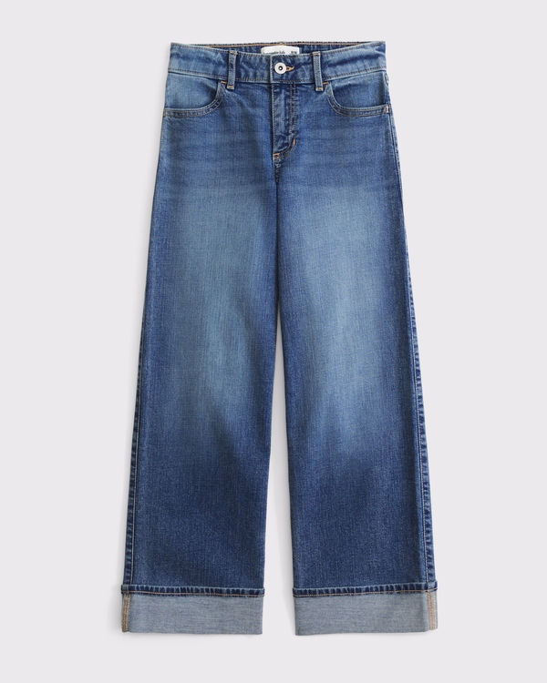 high rise wide leg jeans, Medium Cuffed Hem view 1