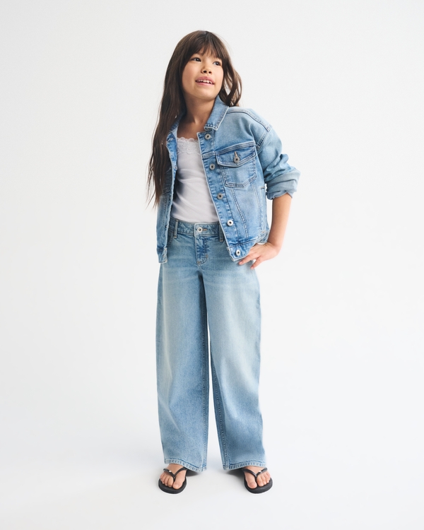 mid rise barrel jeans, Light Wash view 1