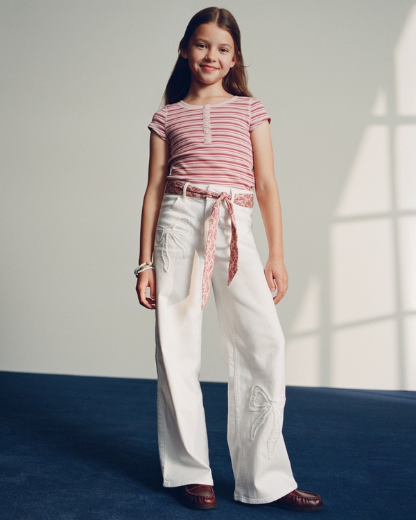 high rise wide leg jeans, White view 1