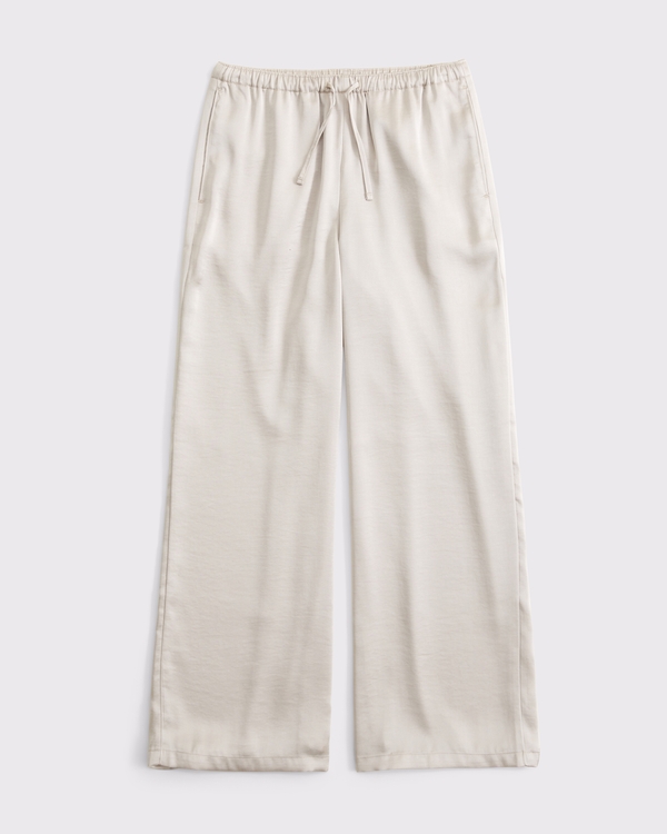 a&f gemma satin wide leg pull-on pant