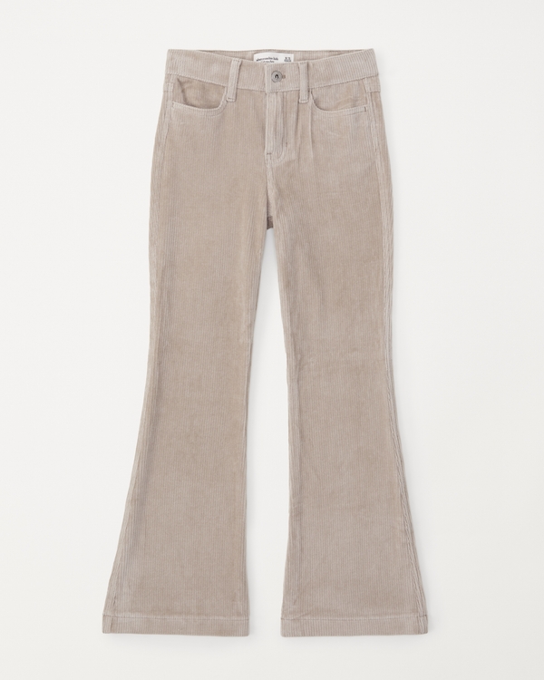 high rise corduroy flare pants, Light Taupe