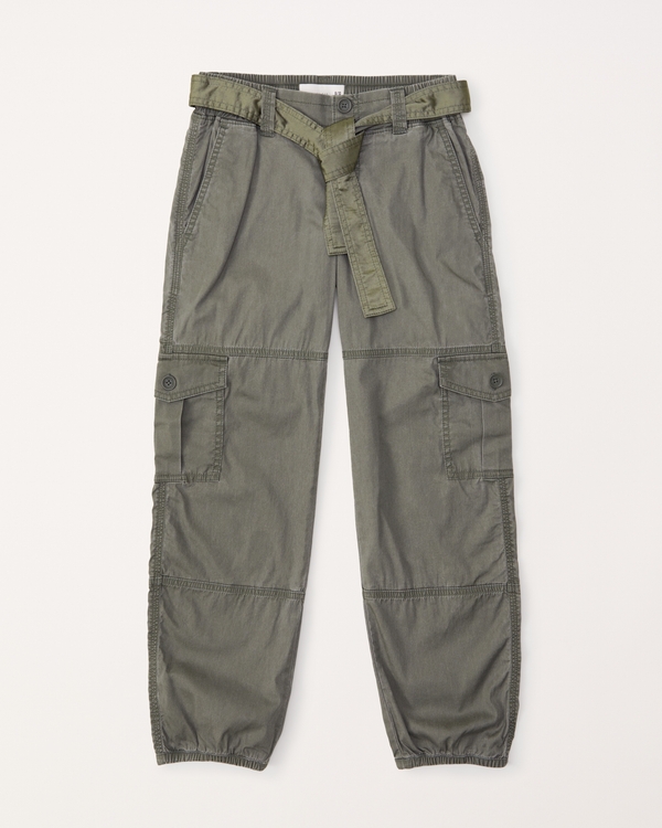 belted cargo pants, Green