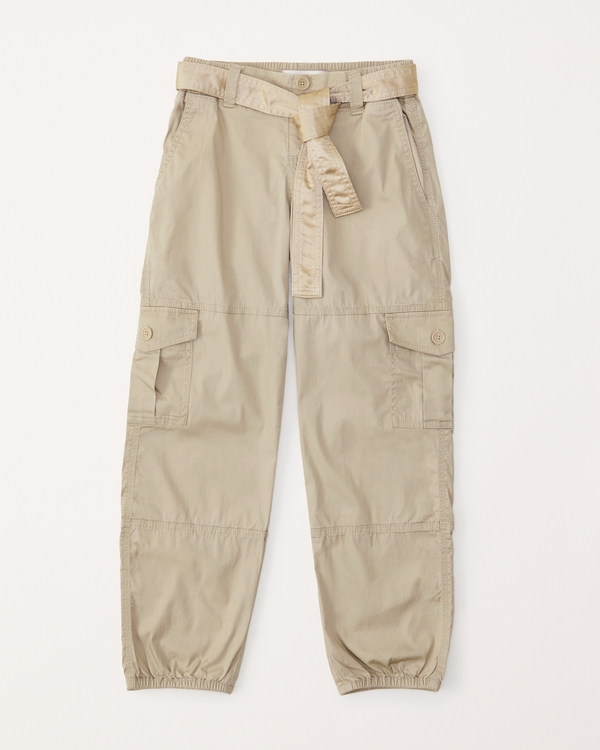 belted cargo pants, Tan