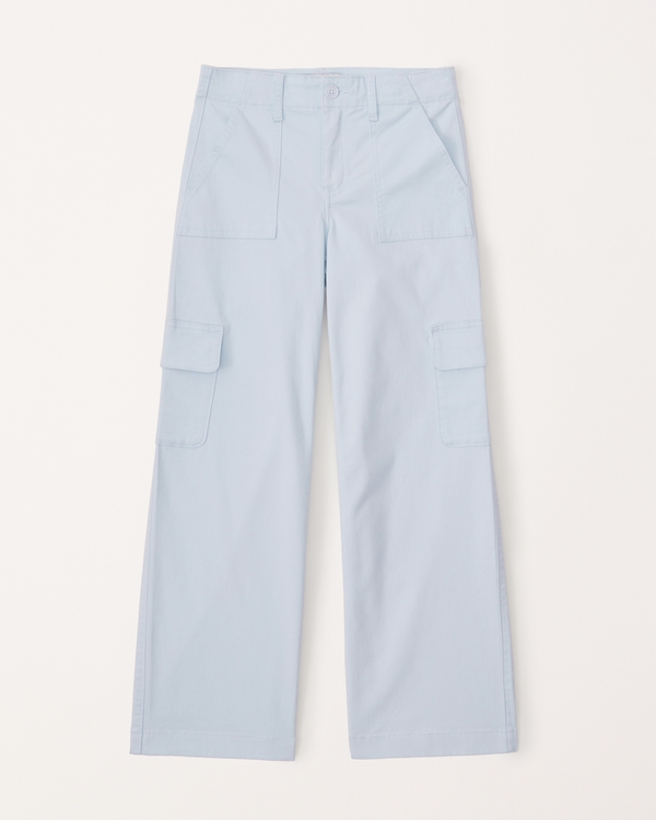wide leg cargo pants, Light Blue