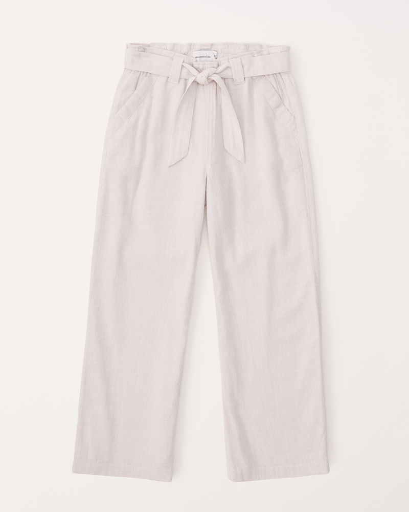 girls belted linen blend pants girls bottoms Abercrombie