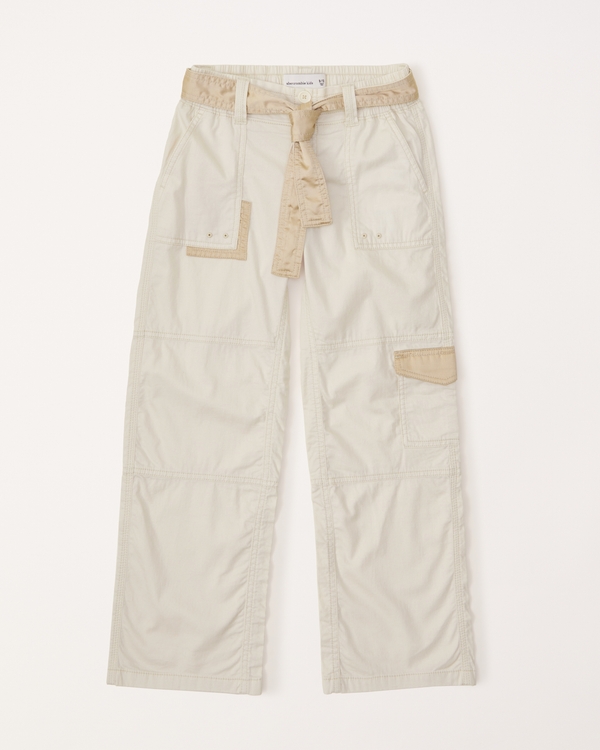 belted cargo pants, Cream