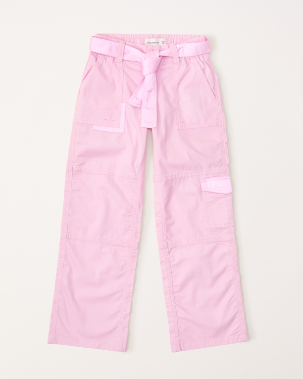 belted cargo pants, Pink