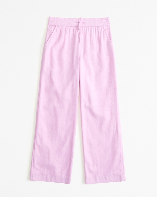 linen-blend pull-on pants, Pink