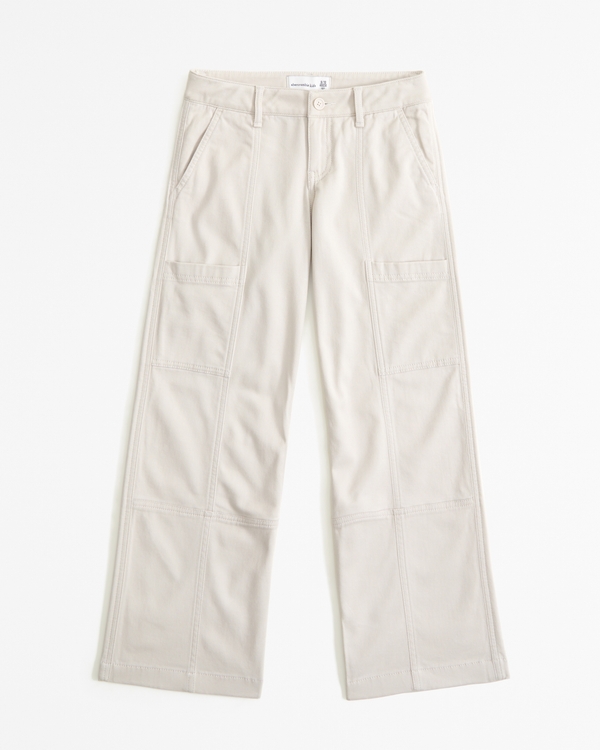 low rise baggy cargo pants, Cream view 1