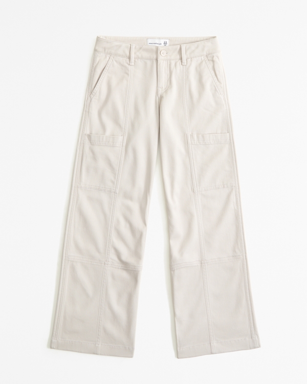 low rise baggy cargo pants, Cream