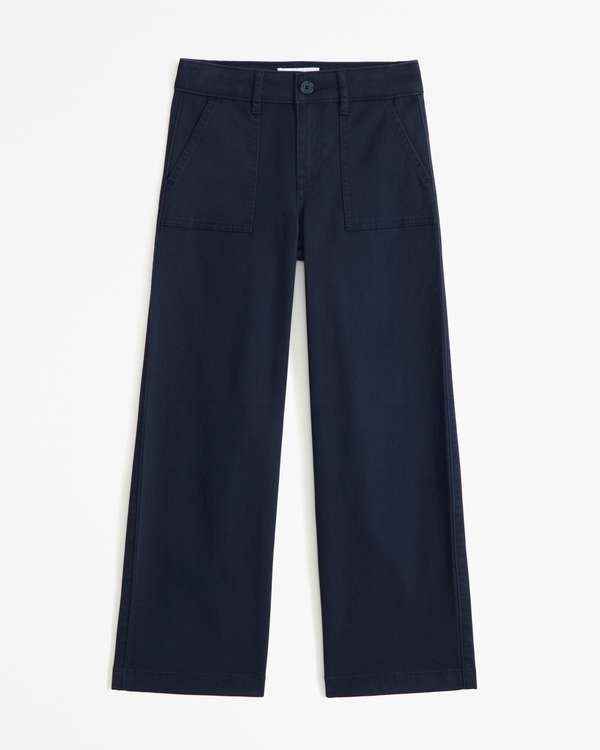 high rise wide leg uniform pants, Navy