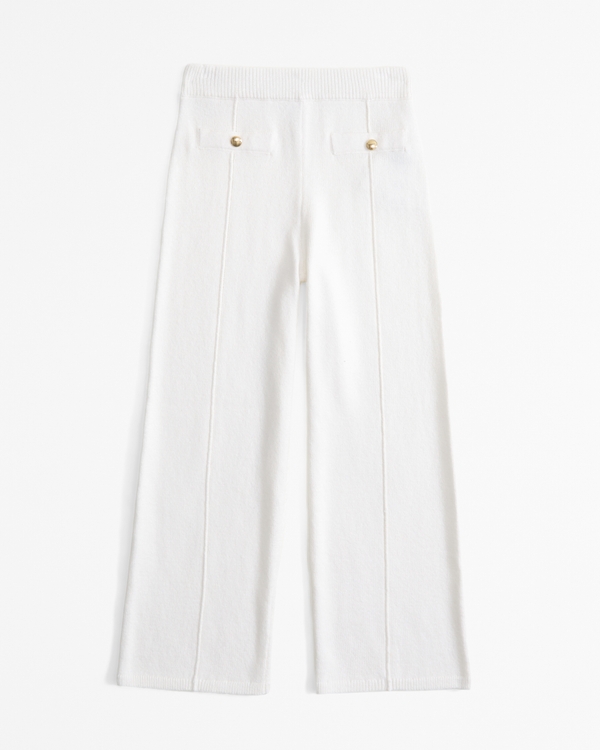 pull-on wide leg sweater pants, Cream