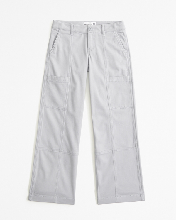 low rise baggy cargo pants, Silver