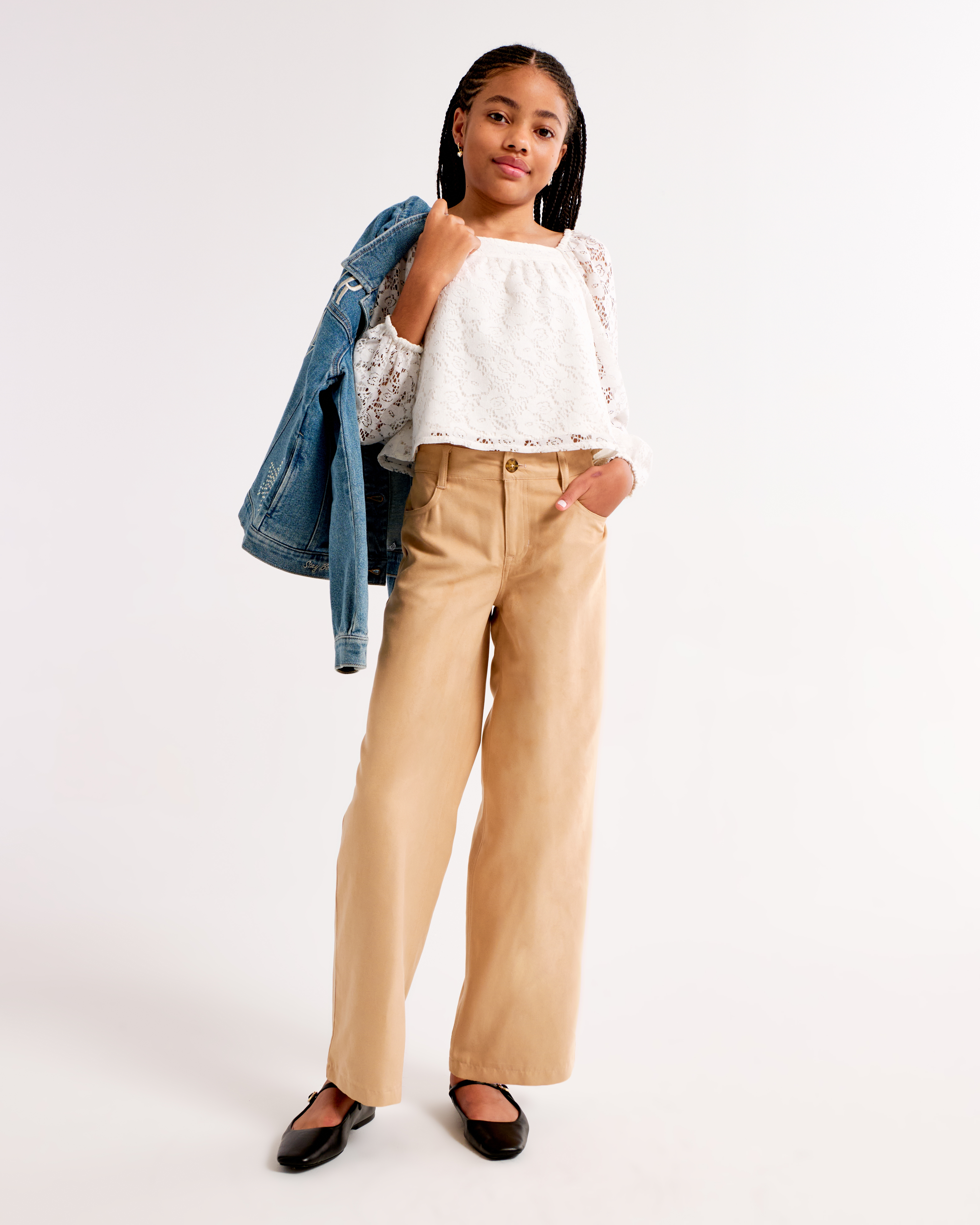 girls faux suede ultra wide leg pants | girls clearance