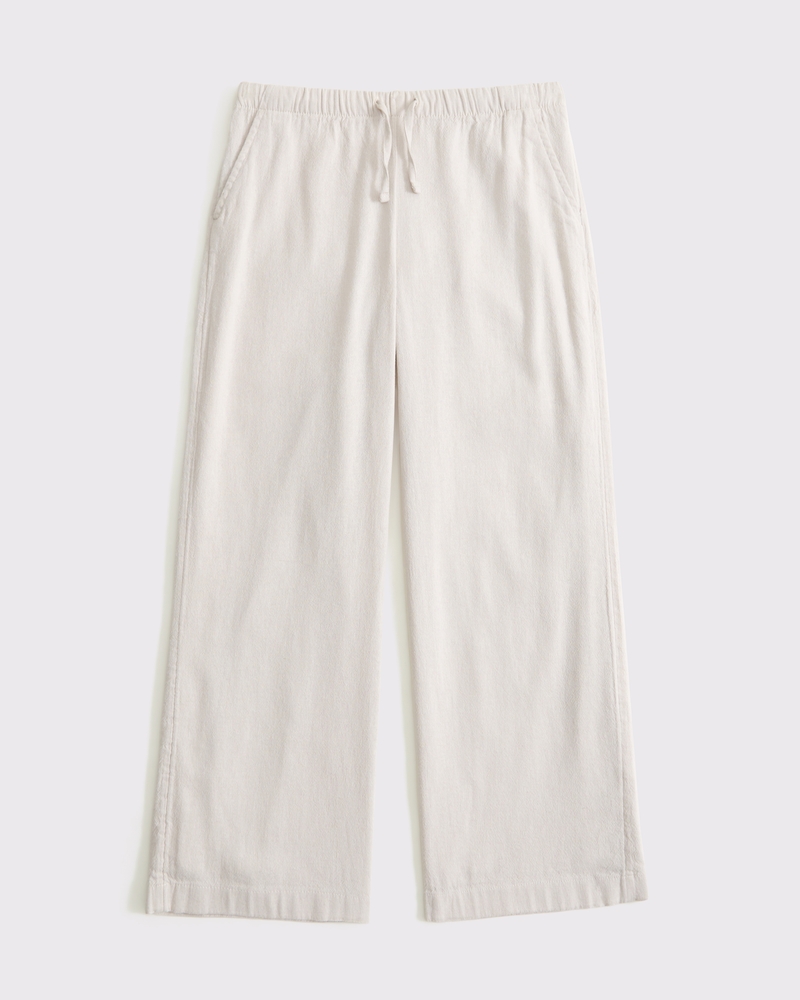 【BAON】[unisex] Eleve Linen Banding Wide Pants - Linen 100 girls high rise ultra wide leg linen-blend pants | girls