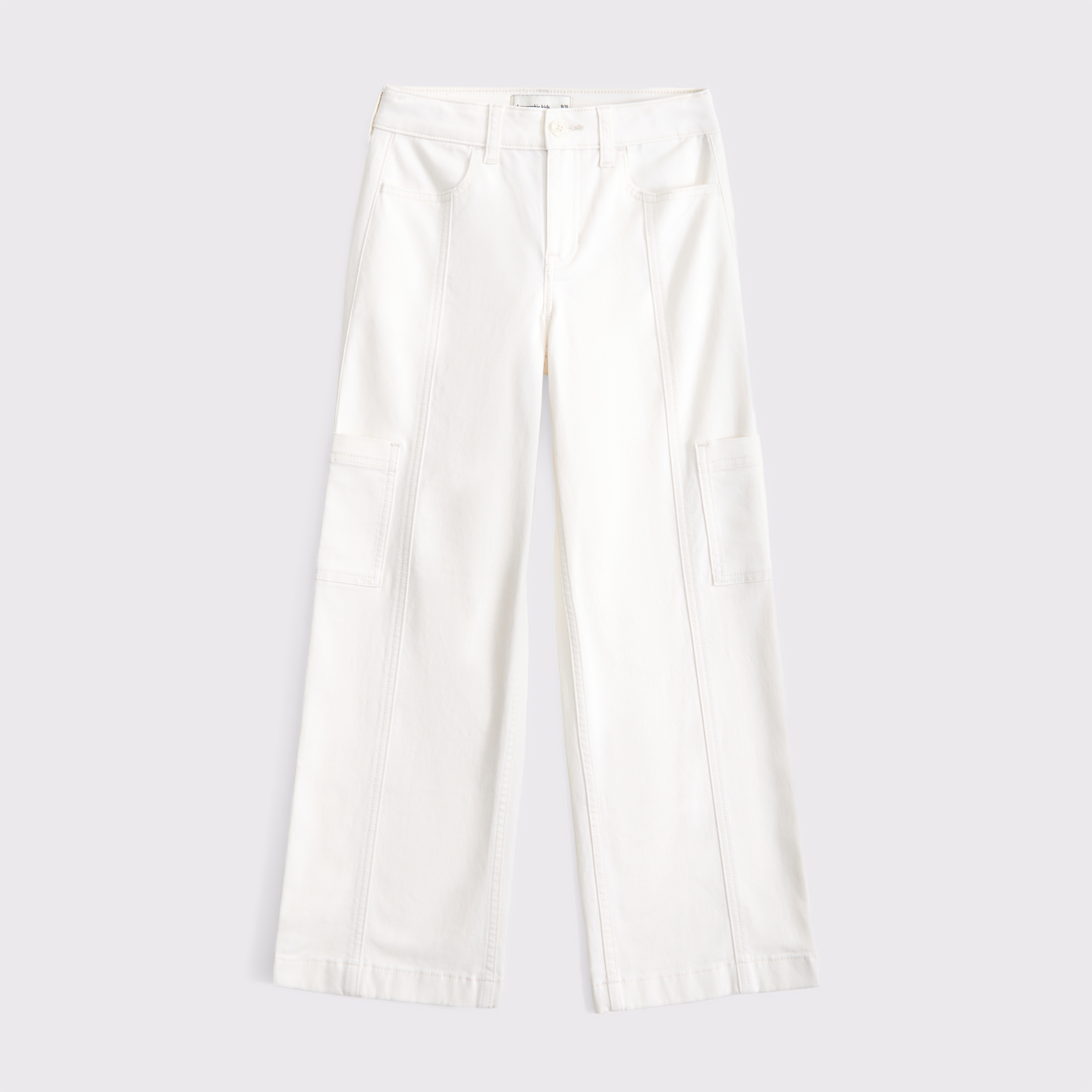 Abercrombie & Fitch Kids' High Rise Wide Leg Cargo Pants In White