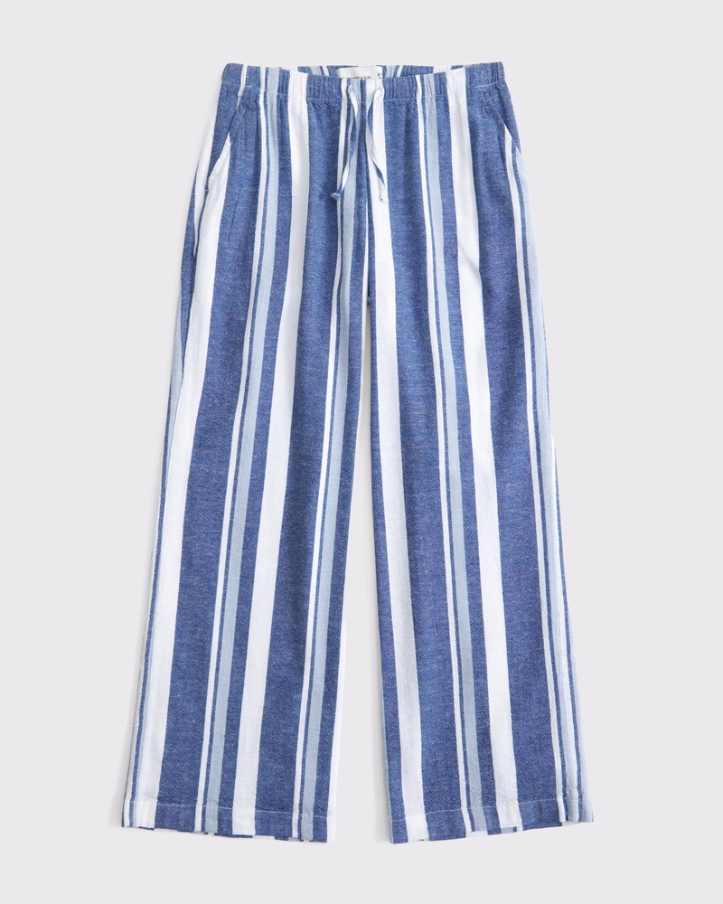 high rise ultra wide leg linen-blend pants