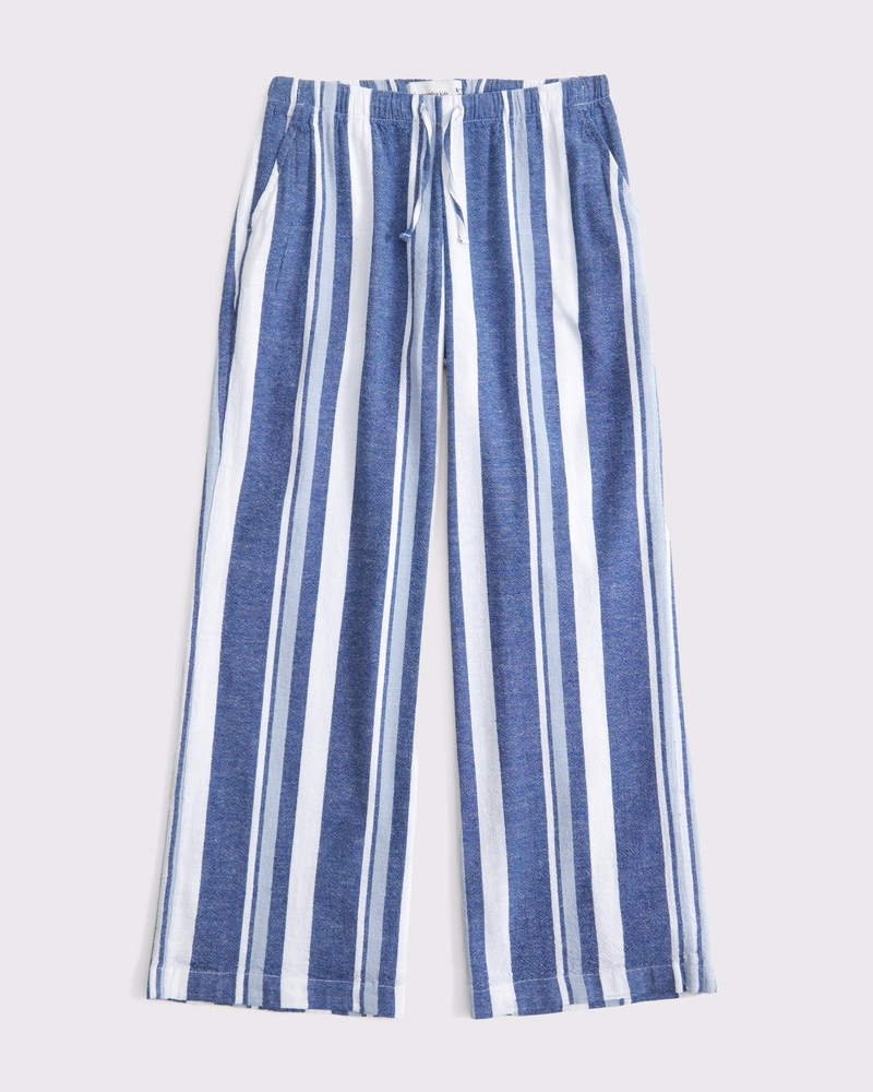 high rise ultra wide leg linen-blend pants