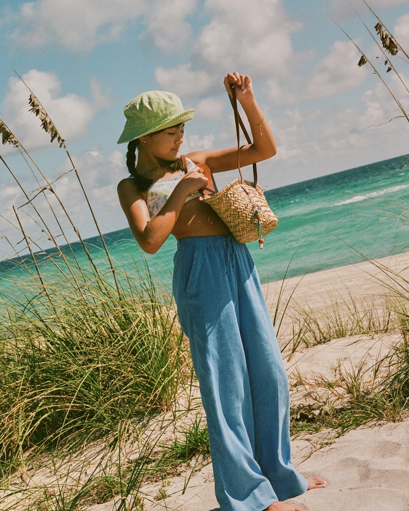high rise ultra wide leg linen-blend pants